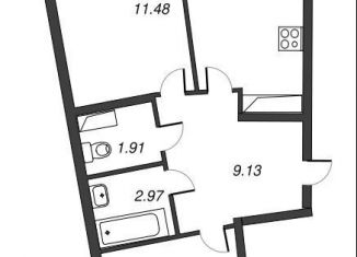 Продажа 2-комнатной квартиры, 59.1 м2, Мурино