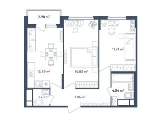 Продажа 3-комнатной квартиры, 54.4 м2, поселок Мещерино