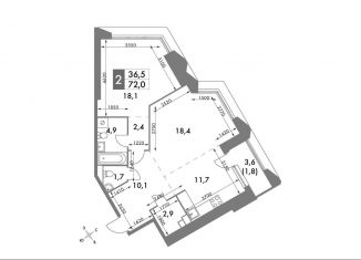 2-комнатная квартира на продажу, 72 м2, Москва, метро Калужская, улица Академика Волгина, 2с3