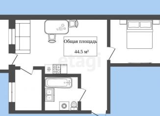2-комнатная квартира на продажу, 44.5 м2, Новосибирская область, улица Зорге, 85
