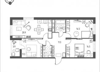 Продам трехкомнатную квартиру, 81 м2, Омская область, микрорайон Зелёная Река, 11