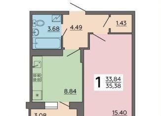 Продам однокомнатную квартиру, 35.4 м2, Воронеж, Острогожская улица, 164, Советский район