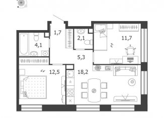 Продается двухкомнатная квартира, 55.6 м2, Москва, ЮАО, 3-я очередь, к6