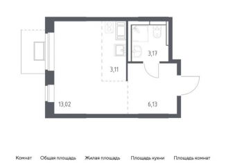 Квартира на продажу студия, 25.4 м2, Московская область, жилой комплекс Прибрежный Парк, 9.2