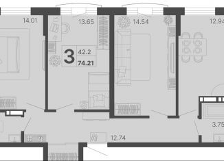 Продается 3-комнатная квартира, 74.2 м2, Краснодарский край