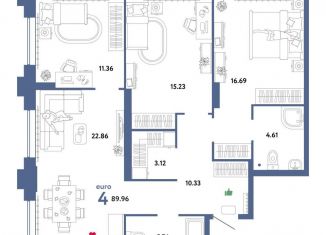 Продам трехкомнатную квартиру, 90 м2, Тюмень, Ленинский округ