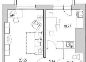 Продается 1-ком. квартира, 44.5 м2, Санкт-Петербург, ЖК Байрон, улица Кустодиева, 7к1