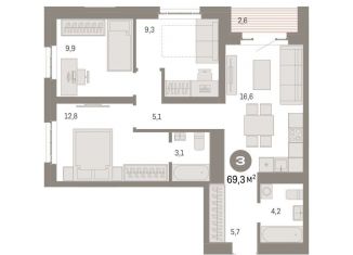Продажа 3-комнатной квартиры, 69.3 м2, Москва