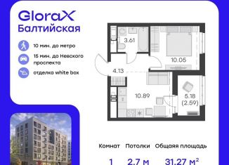 Продам 1-комнатную квартиру, 31.3 м2, Санкт-Петербург, метро Фрунзенская, улица Шкапина, 15