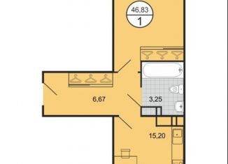 Продажа 1-комнатной квартиры, 46.8 м2, Краснодар, Прикубанский округ
