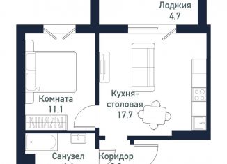 1-комнатная квартира на продажу, 35.3 м2, Челябинская область