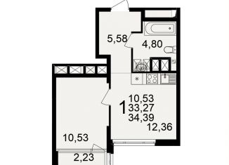 Продажа однокомнатной квартиры, 34.4 м2, Рязань, Железнодорожный район, улица 6-я Линия, 27