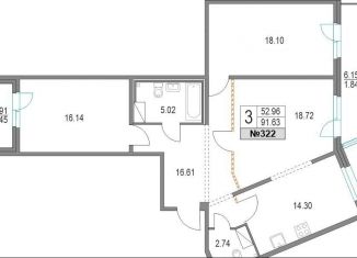 Продам 3-комнатную квартиру, 91.6 м2, Санкт-Петербург, метро Удельная, Коломяжский проспект, 11