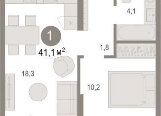 Продам 2-комнатную квартиру, 41.1 м2, рабочий посёлок Краснообск
