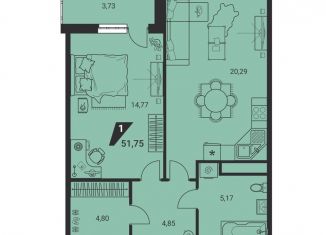 Продается 1-ком. квартира, 51.8 м2, Екатеринбург, улица Громова, 26, метро Геологическая