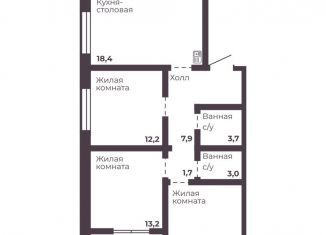 3-комнатная квартира на продажу, 71.1 м2, Челябинская область