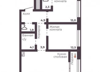 Продается двухкомнатная квартира, 63.6 м2, Челябинск