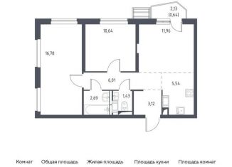 2-комнатная квартира на продажу, 58.8 м2, Московская область