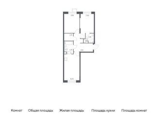 2-комнатная квартира на продажу, 59.2 м2, деревня Середнево, жилой комплекс Цветочные Поляны Экопарк, к6