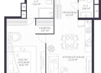 Продам двухкомнатную квартиру, 55.2 м2, Нижний Новгород