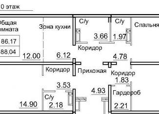 Продажа 3-комнатной квартиры, 86.2 м2, рабочий посёлок Краснообск, 3-й микрорайон, 12А, ЖК Кольца