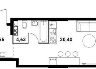 Квартира на продажу студия, 29.6 м2, Москва, метро Раменки, Мичуринский проспект, вл45