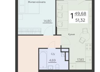 Продается 1-комнатная квартира, 51.3 м2, Воронеж