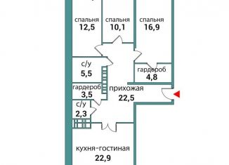 Продажа трехкомнатной квартиры, 104.6 м2, Самара, метро Спортивная, 4-й проезд, 67Б