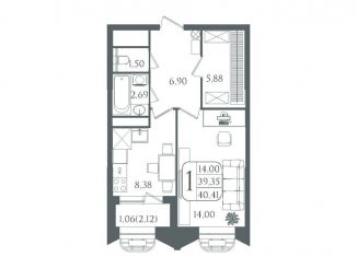 Продам 1-комнатную квартиру, 40.4 м2, Волгоград