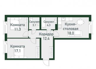 Продам 2-комнатную квартиру, 82.5 м2, посёлок Западный