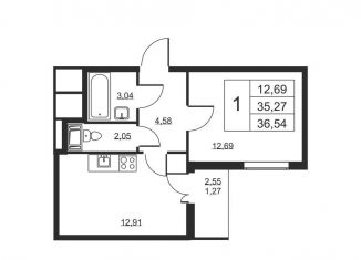 Продажа 1-комнатной квартиры, 36.5 м2, Бугры