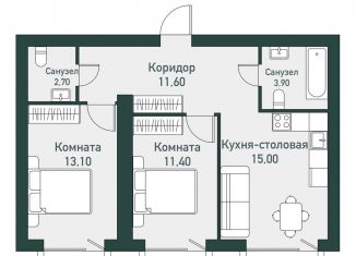 Продаю 2-ком. квартиру, 60.3 м2, Челябинская область