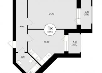 1-комнатная квартира на продажу, 54.7 м2, Самарская область