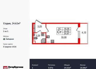 Продаю квартиру студию, 24.6 м2, Санкт-Петербург, Московский район