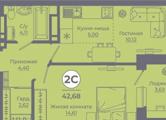 Продается двухкомнатная квартира, 42.4 м2, Ростов-на-Дону, Советский район, улица Ерёменко, 113