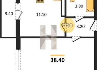 Продается 1-комнатная квартира, 38 м2, посёлок Отрадное