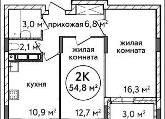2-комнатная квартира на продажу, 54.8 м2, Нижний Новгород, Цветочная улица, 12к3, метро Двигатель Революции