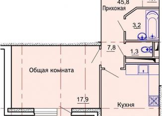 Продажа 1-ком. квартиры, 45.8 м2, Краснодар, улица Репина, 1/2к3, улица Репина