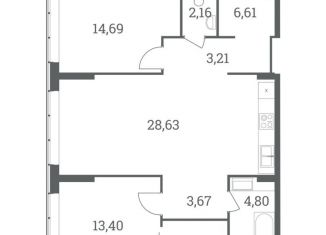 Продам двухкомнатную квартиру, 82.2 м2, Москва, станция Шелепиха, Шелепихинский тупик