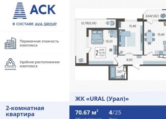 Продаю 2-комнатную квартиру, 70.7 м2, Краснодар, микрорайон КСК