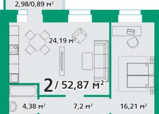 Продажа 2-ком. квартиры, 52.9 м2, посёлок городского типа Берёзовка