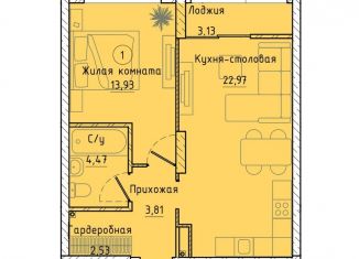 Продам 1-комнатную квартиру, 49.3 м2, Екатеринбург, ЖК Клевер Парк