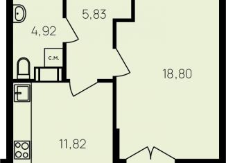 Продажа 1-комнатной квартиры, 44.6 м2, Обнинск, улица Славского, 10, ЖК Новый город