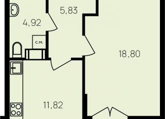 Продажа 1-комнатной квартиры, 44.6 м2, Обнинск, улица Славского, 10