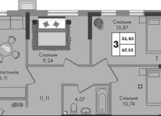 Продам 3-комнатную квартиру, 67.5 м2, Краснодар, улица имени Генерала Брусилова, 5лит1.1, Прикубанский округ
