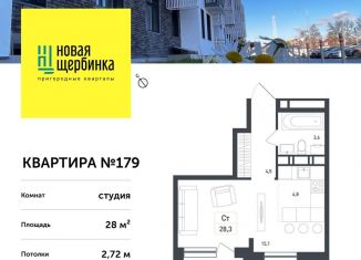Квартира на продажу студия, 28 м2, деревня Борисовка, жилой квартал Новая Щербинка, 20