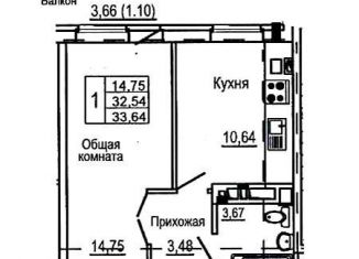 Продам однокомнатную квартиру, 32.9 м2, Ростовская область, Стекольная улица, 96