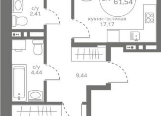 Продажа 2-ком. квартиры, 61.5 м2, деревня Патрушева, улица Александра Пушкина, 16