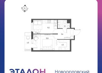 Продажа однокомнатной квартиры, 38.6 м2, Санкт-Петербург, ЖК Новоорловский