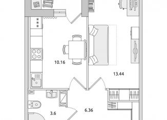 Продажа однокомнатной квартиры, 37 м2, Санкт-Петербург, Красногвардейский переулок, 23У, Красногвардейский переулок